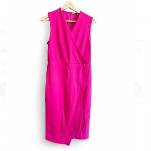 Tahari Pink V-Neck Sleeveless Wrap Dress Sz 6